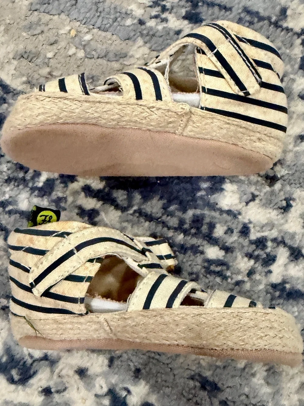 First Impressions Navy & Cream Striped Espadrille Sandals for Kids